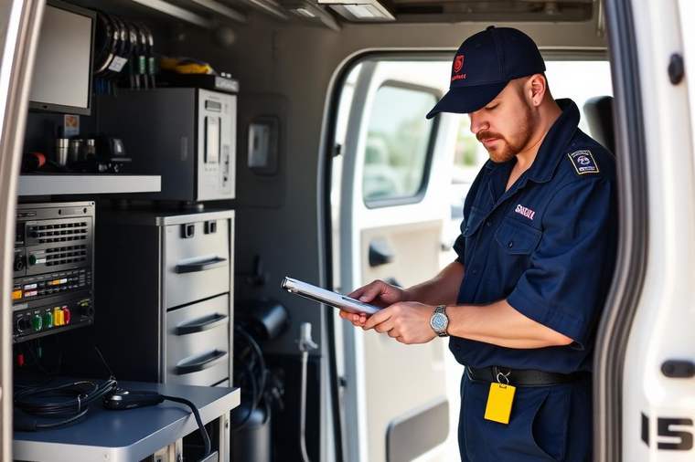 Automotive key technician working with key programming equipment near Lehigh Acres