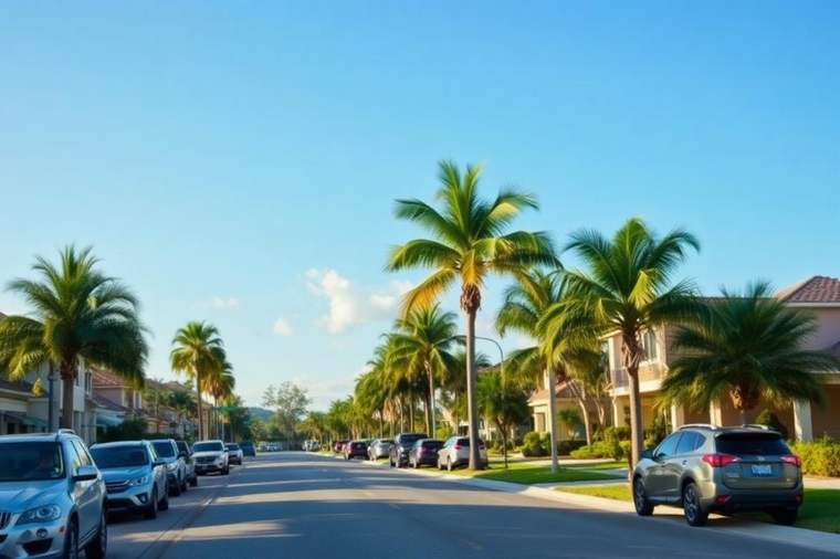 Residential street in Estero, Florida where car key services are provided