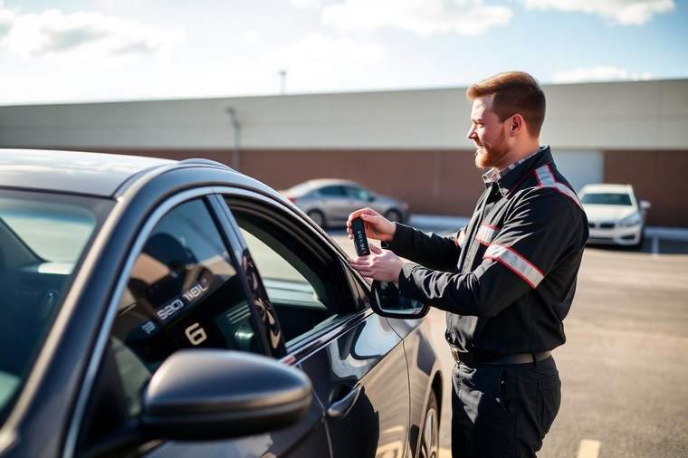 Driver receiving a replacement car key fob in Southwest Florida
